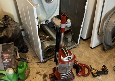 Very clogged dryer with lint inside.Hazard issue can cause easy fire.Call for service if you experience overheating with your dryer.