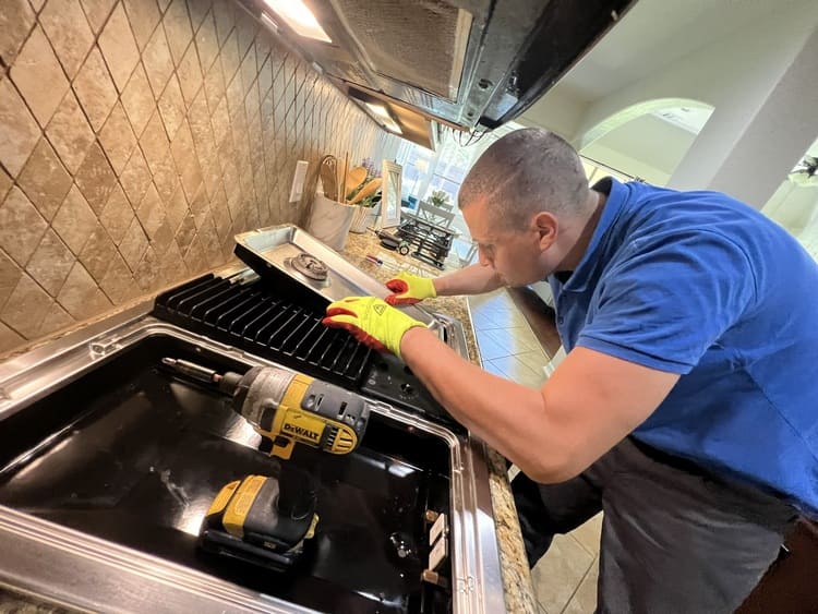 Clogged burners causing very small flame on 2 of the main burners.